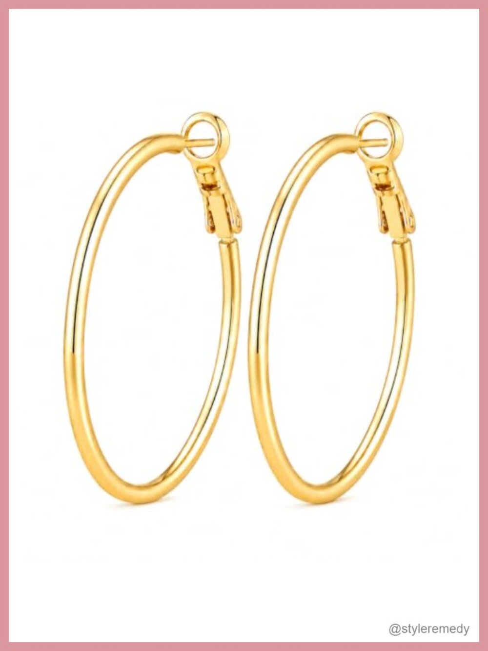 14k Gold Plated Hoop Earrings 35mm Hinged Half-Pave